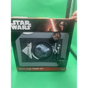 Disney Star Wars Death Star Dinner Set Plate Placemat Fork Knife Spoon 5pc NIB